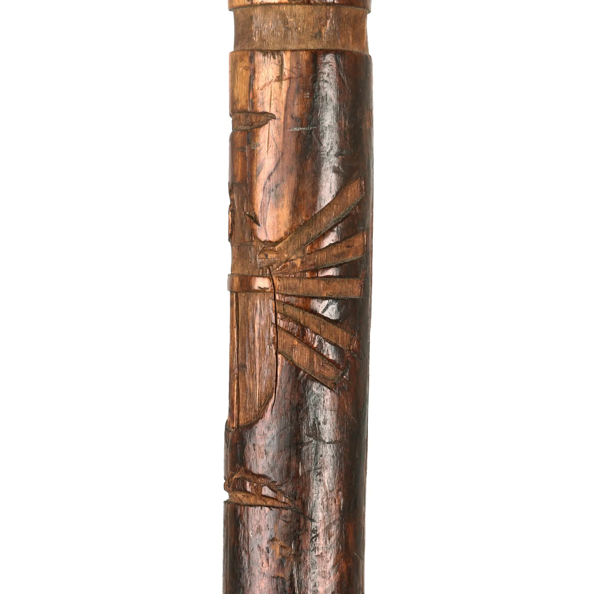 Original German WWII Eastern Front Hand Carved Wolchow Stock Walking Stick dated 1941-1942