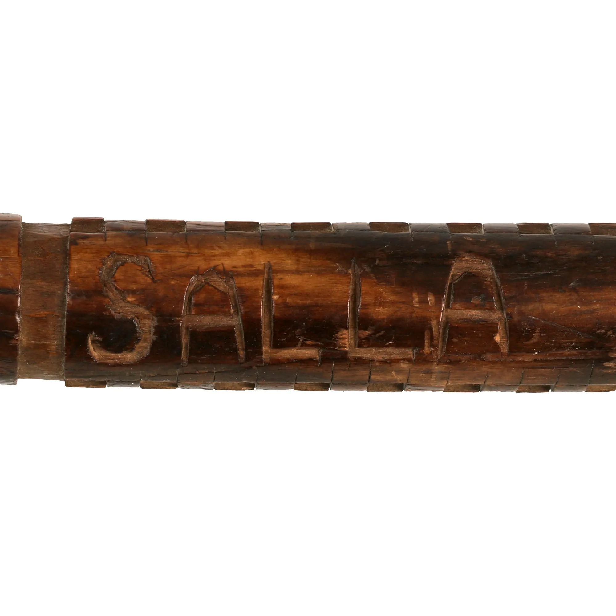 Original German WWII Eastern Front Hand Carved Wolchow Stock Walking Stick dated 1941-1942