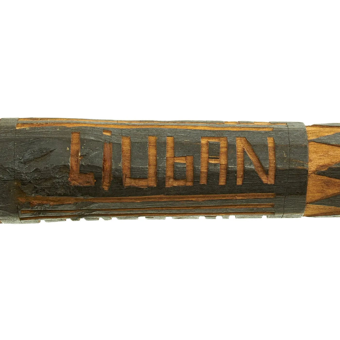 Original German WWII Eastern Front Hand Carved Wolchow Stock Walking Stick dated 1943