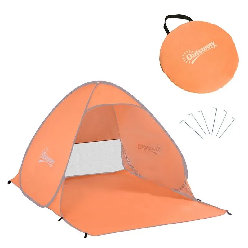 Outsunny 2 Person Pop Up Uv Shelter Shade-Orange
