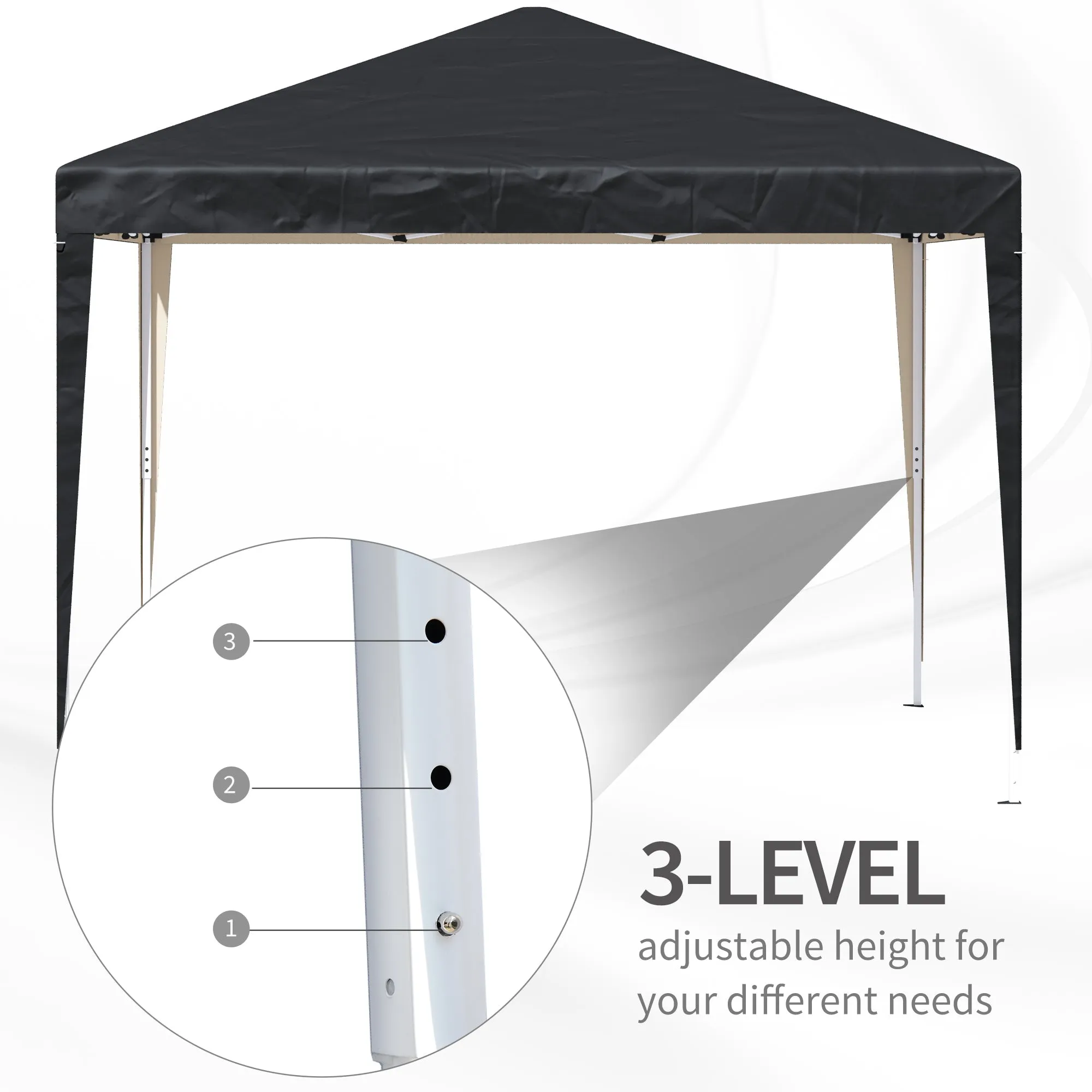 Outsunny 3 x 3M Garden Heavy Duty Pop Up Gazebo Marquee Party Tent Folding Wedding Canopy-Black