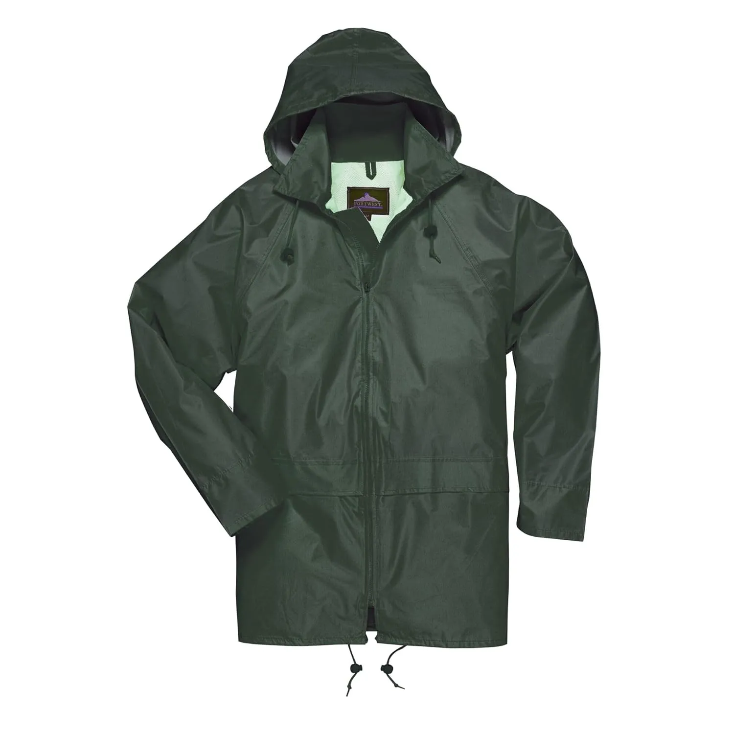 Portwest US440 Classic Waterproof Rain Jacket wth Pack Away Hood & Sealed Seams, Olive, XXL