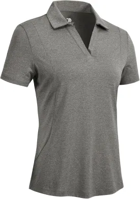 Rdruko Women's Golf Shirts Short Sleeve Polo Tennis V Neck Collared Shirts Dry Fit