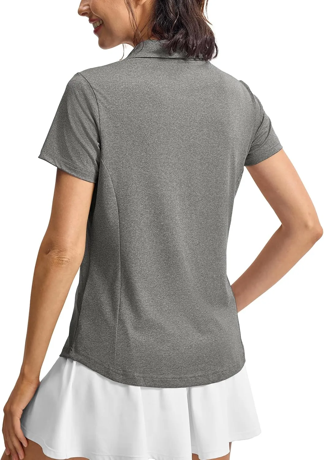 Rdruko Women's Golf Shirts Short Sleeve Polo Tennis V Neck Collared Shirts Dry Fit
