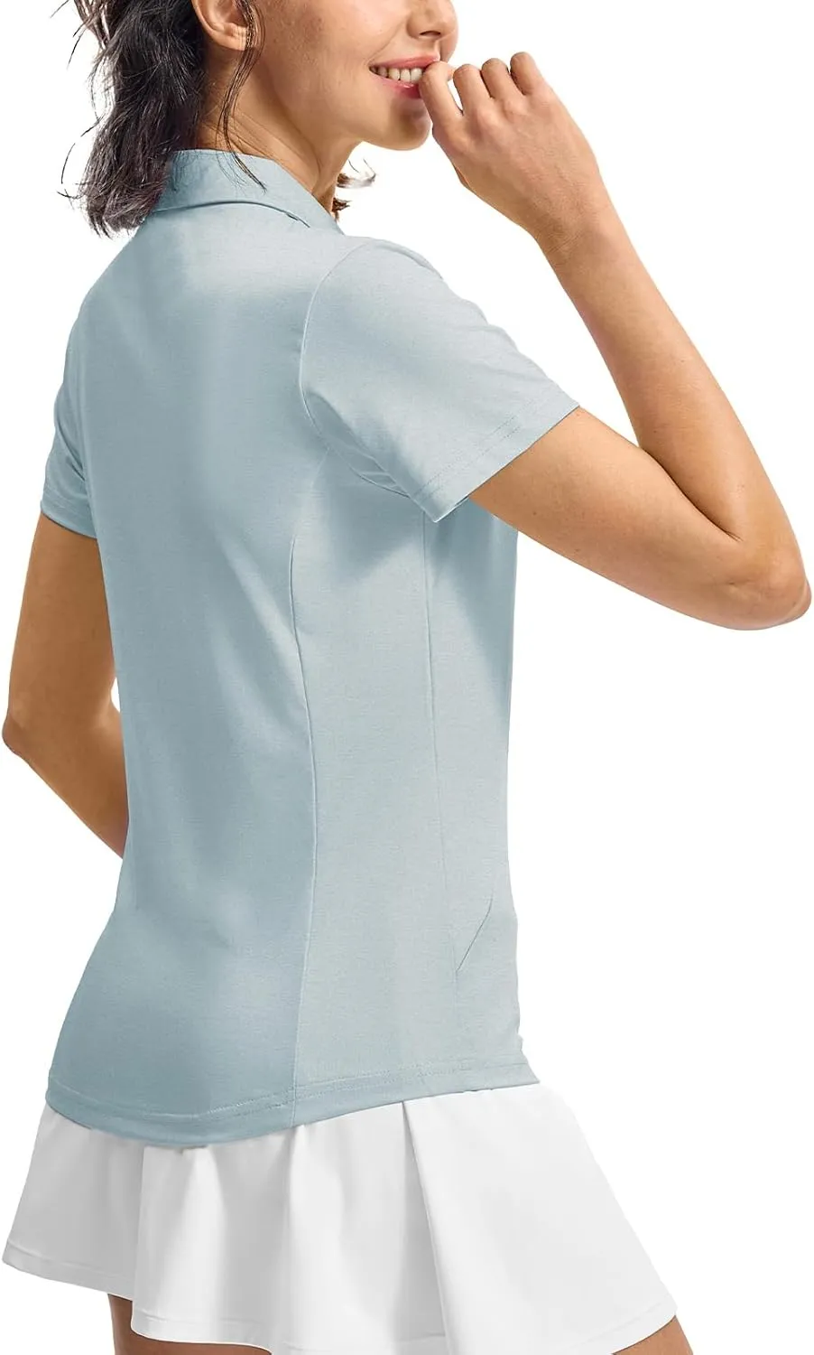 Rdruko Women's Golf Shirts Short Sleeve Polo Tennis V Neck Collared Shirts Dry Fit