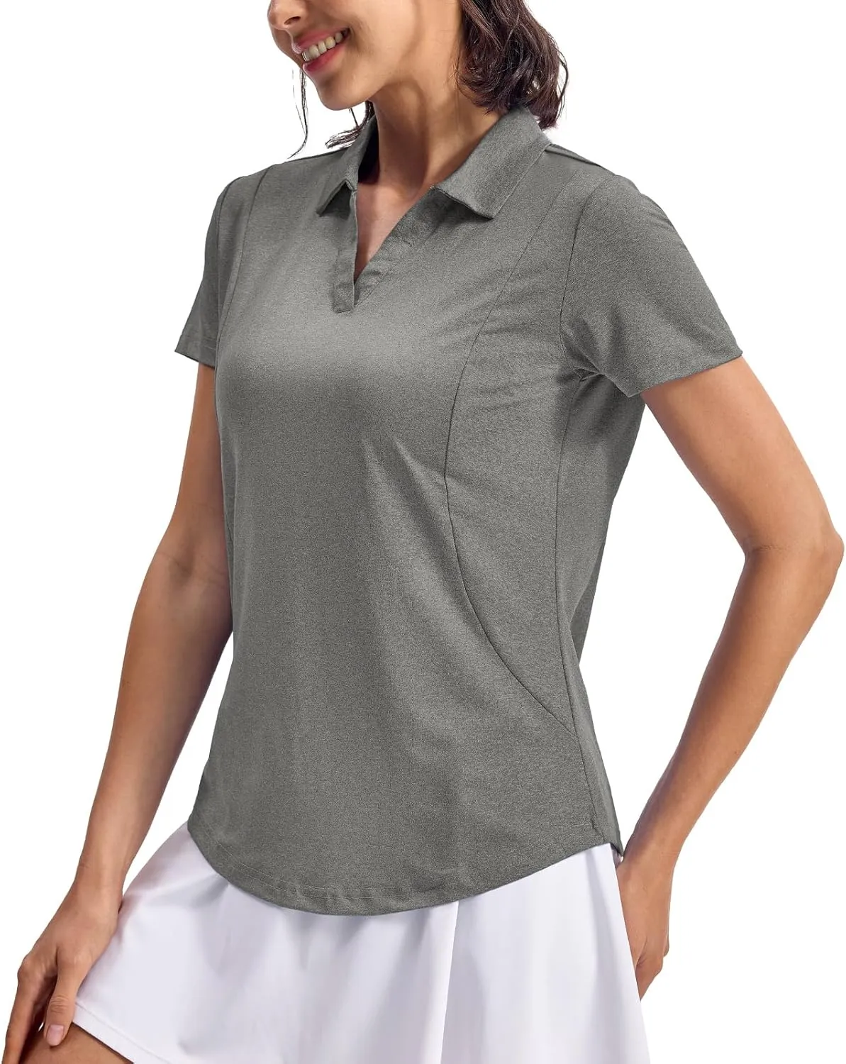 Rdruko Women's Golf Shirts Short Sleeve Polo Tennis V Neck Collared Shirts Dry Fit