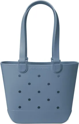 Simple Modern Medium Beach Bag | Waterproof Getaway Rubber Tote with Zipper Pocket for Travel, Pool, Boat, Groceries, Sports | Blue Dune
