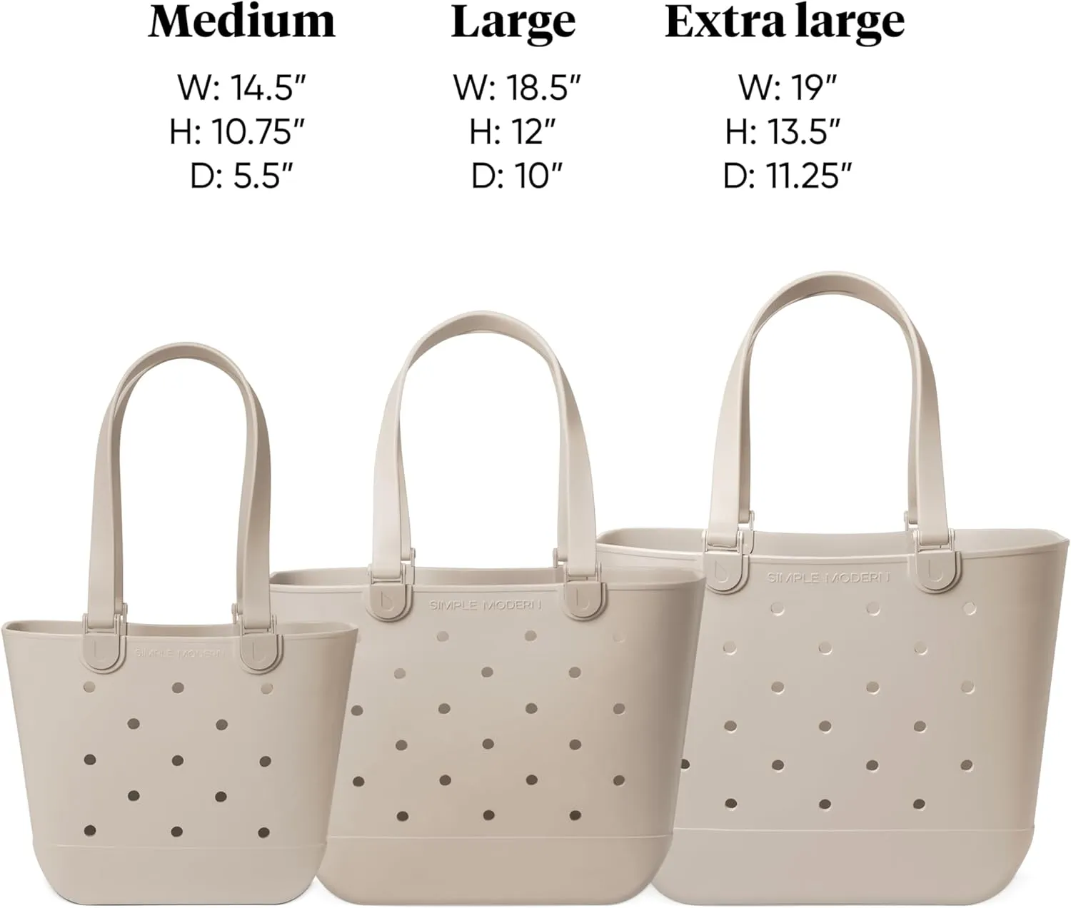 Simple Modern Medium Beach Bag | Waterproof Getaway Rubber Tote with Zipper Pocket for Travel, Pool, Boat, Groceries, Sports | Blue Dune