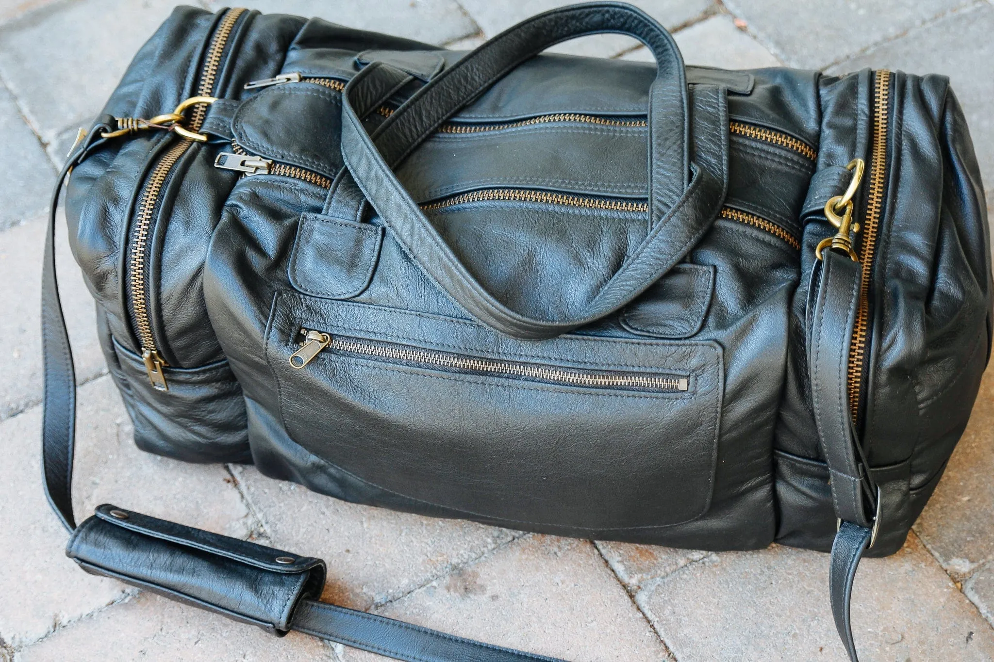 Square Overnight Traveller Bag - Cowhide