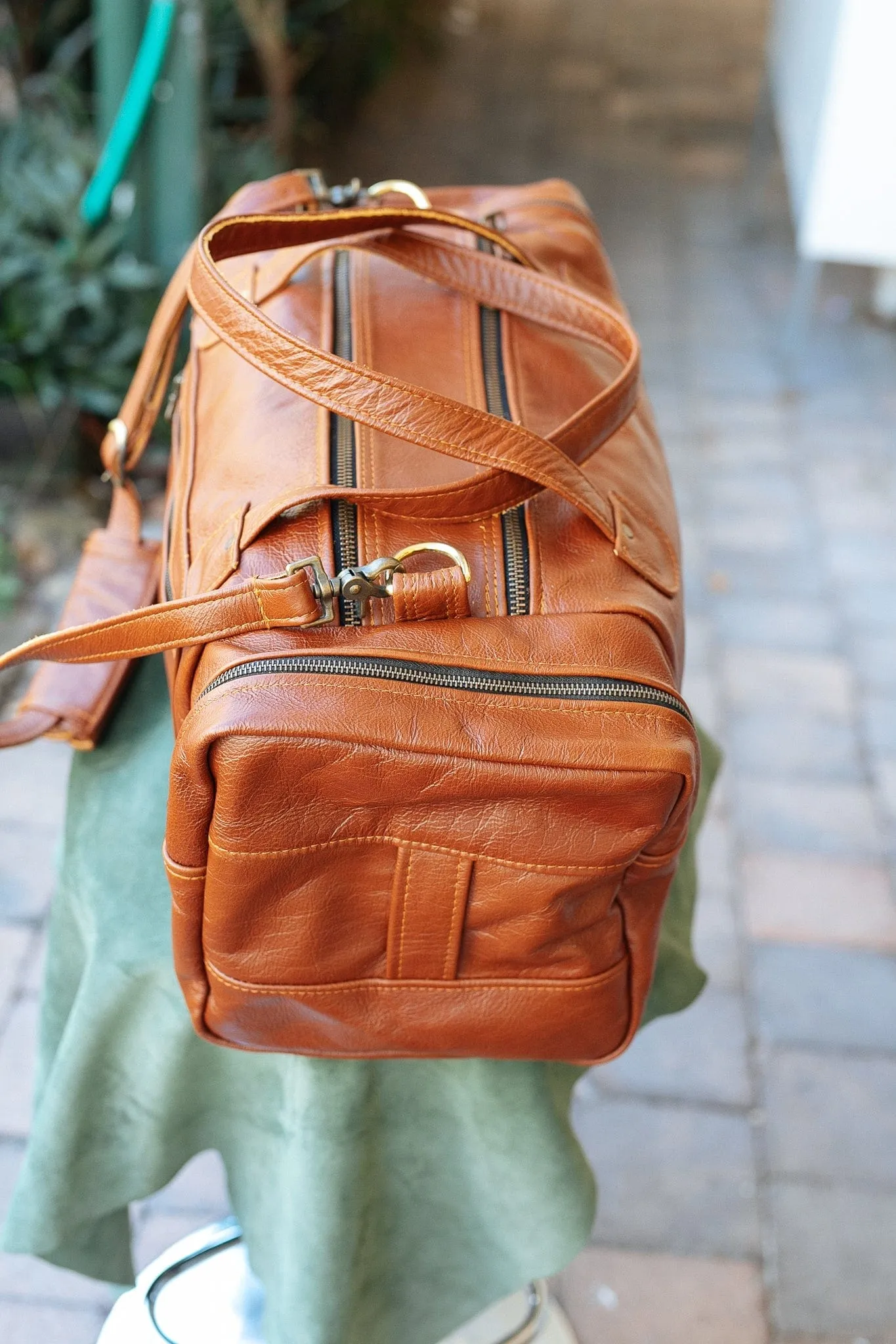 Square Overnight Traveller Bag - Cowhide