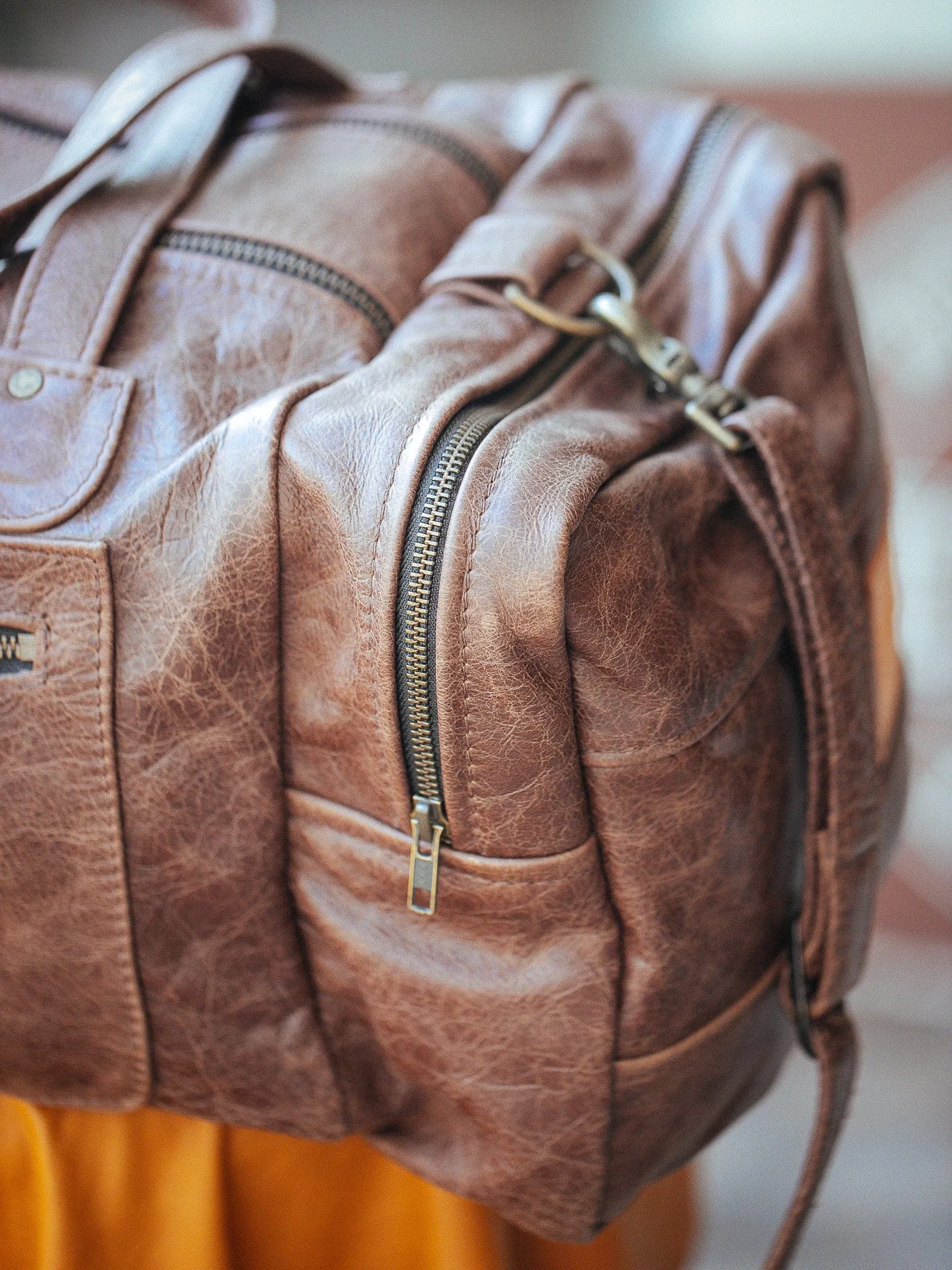 Square Overnight Traveller Bag - Cowhide