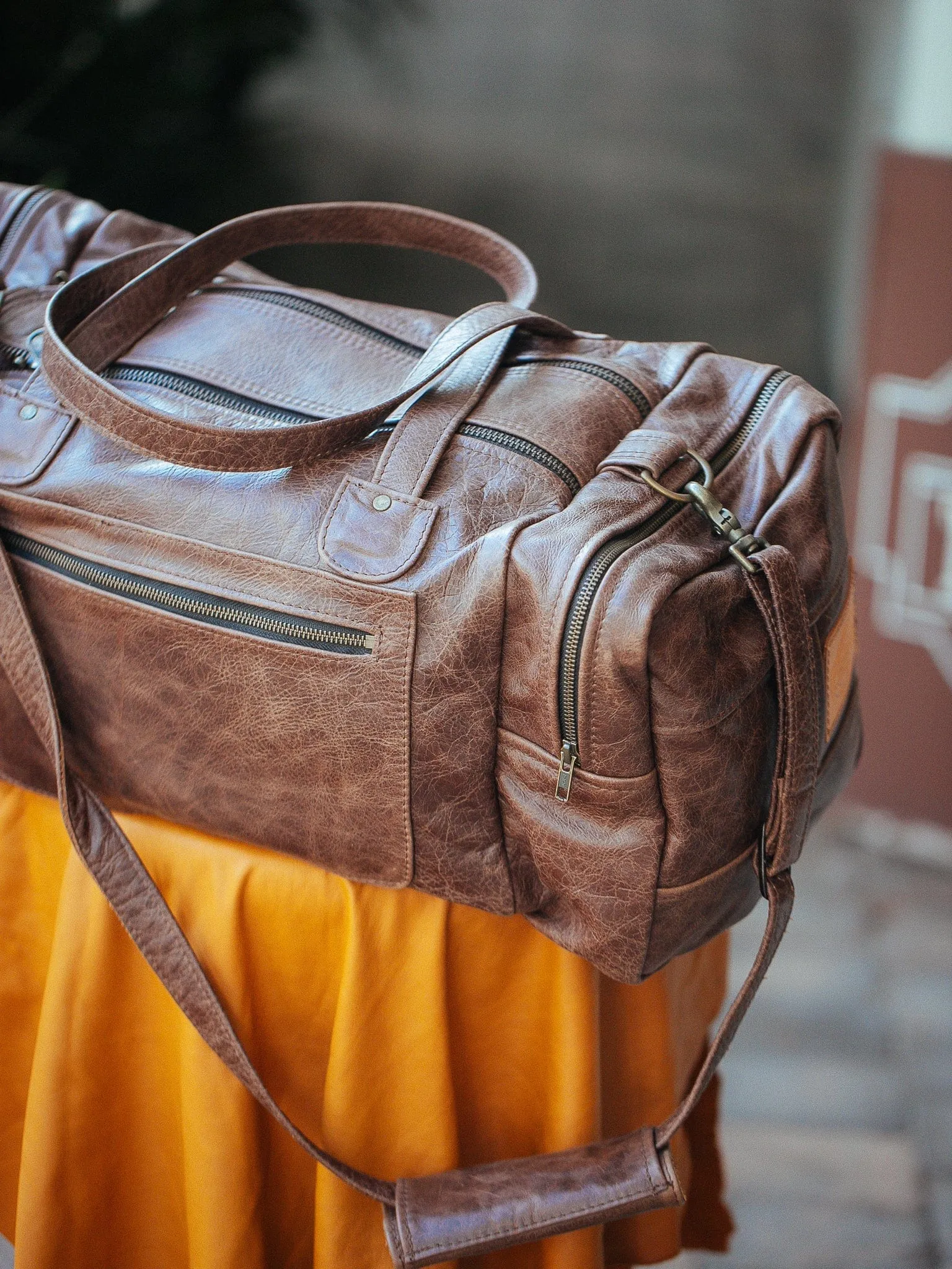 Square Overnight Traveller Bag - Cowhide