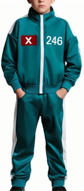 Tracksuit Costume Cosplay 2 Piece Unisex Korean Track Suit Set with Jacket & Joggers