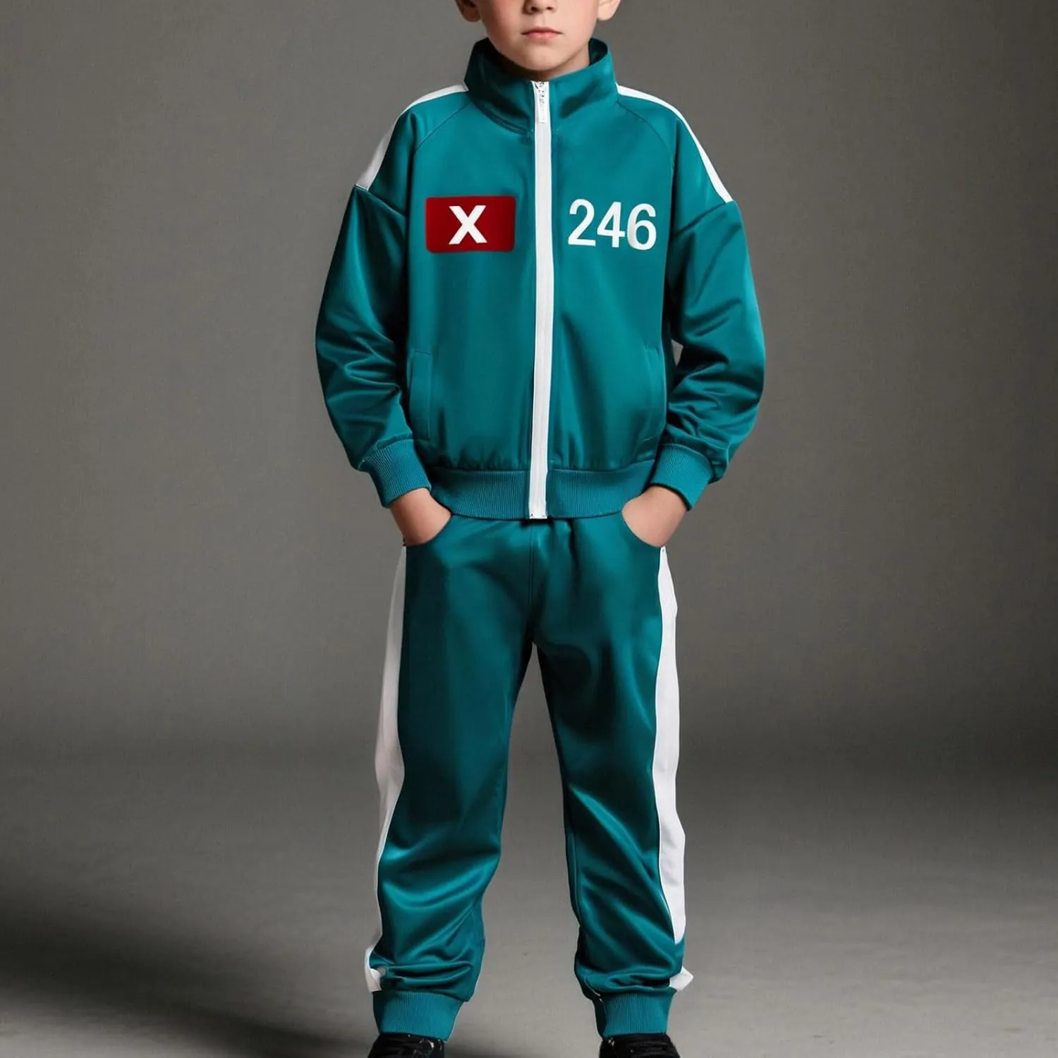 Tracksuit Costume Cosplay 2 Piece Unisex Korean Track Suit Set with Jacket & Joggers