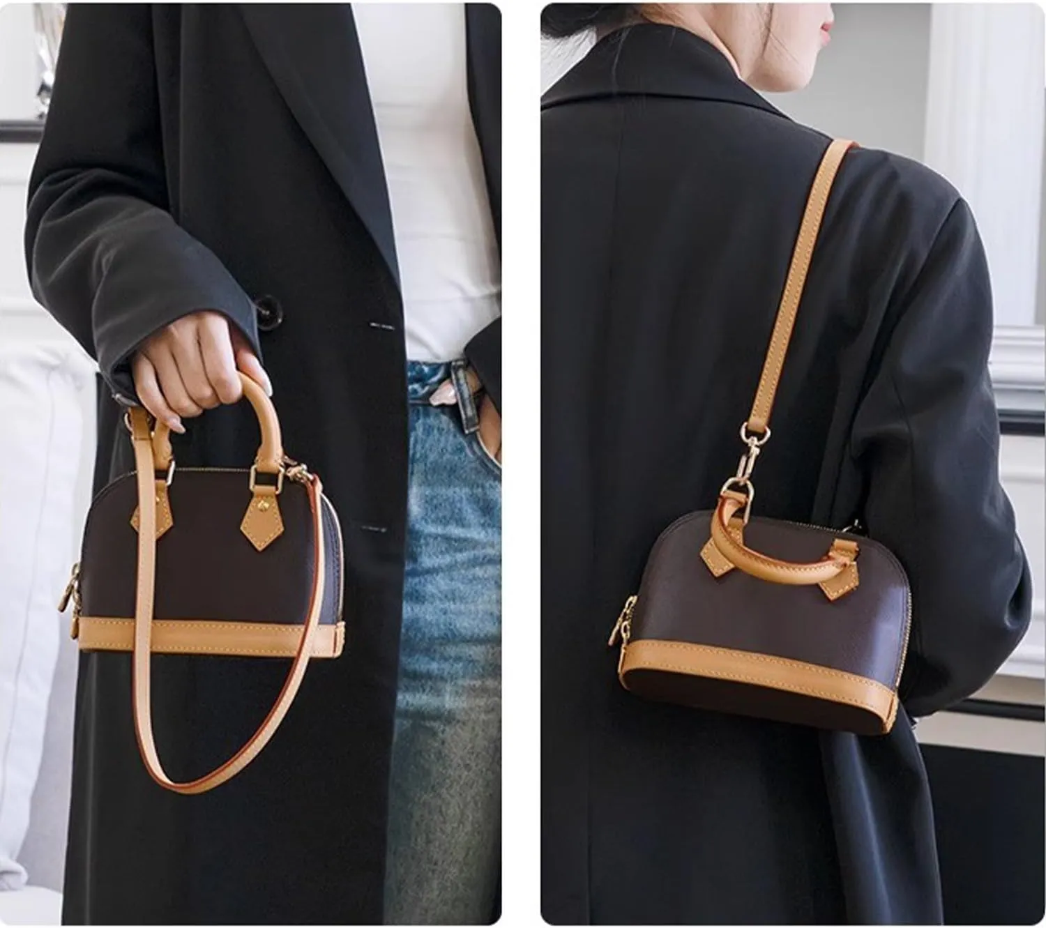 Vachetta Leather Crossbody Strap for SPEEDY L V Handbag Replacement Shoulder Strap