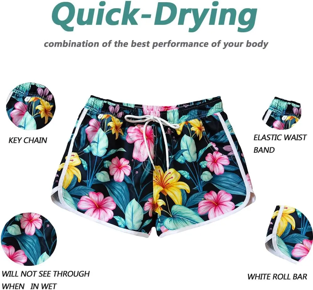 Women's Beach Shorts Quick Dry with Pockets- Summer Swimmwear Shorts