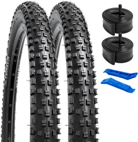 YUNSCM 26x2.10 Lightweight Bike Tires (ETRTO 54-559) 60TPI Nylon Anti-Puncture Protection and 26" Bike Tubes Compatible with 26" Mountain Bike Tires 26x1.95/2.0/2.10/2.125-2 PCS (Y-562)