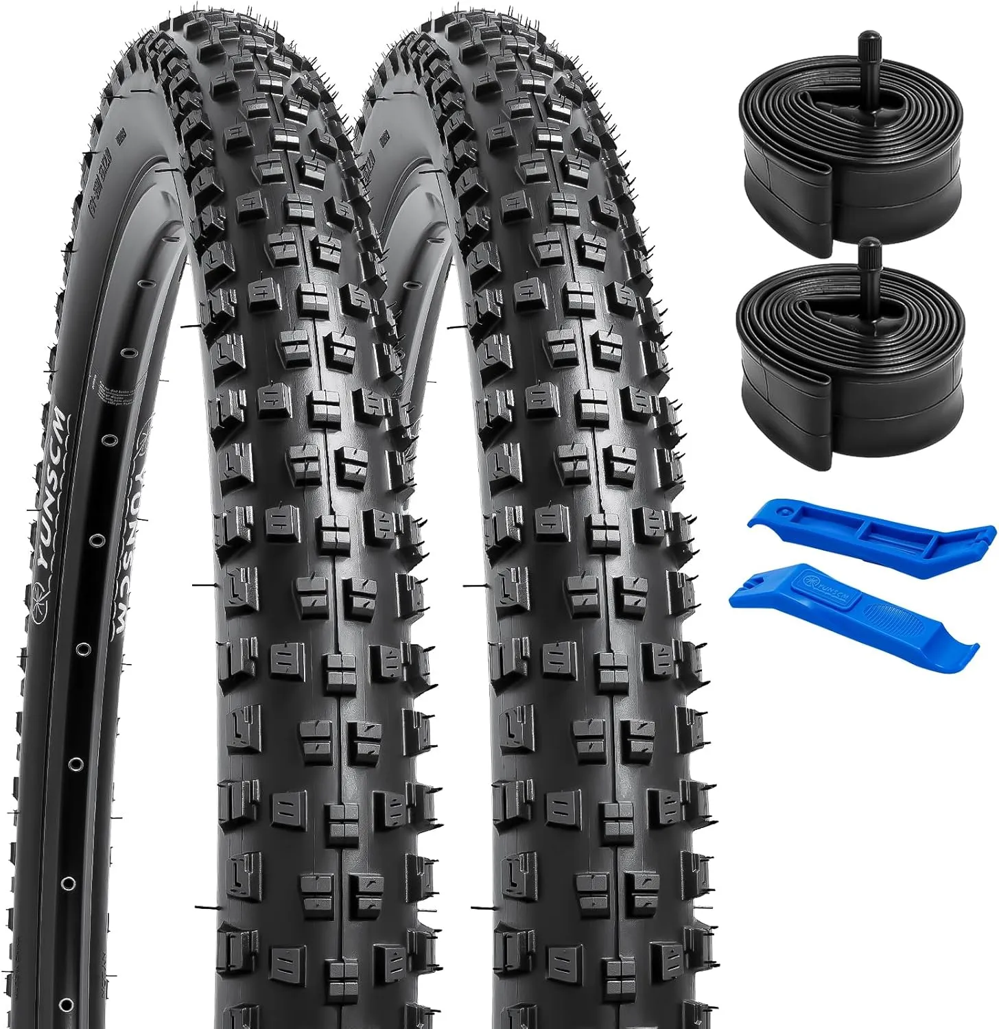 YUNSCM 26x2.10 Lightweight Bike Tires (ETRTO 54-559) 60TPI Nylon Anti-Puncture Protection and 26" Bike Tubes Compatible with 26" Mountain Bike Tires 26x1.95/2.0/2.10/2.125-2 PCS (Y-562)