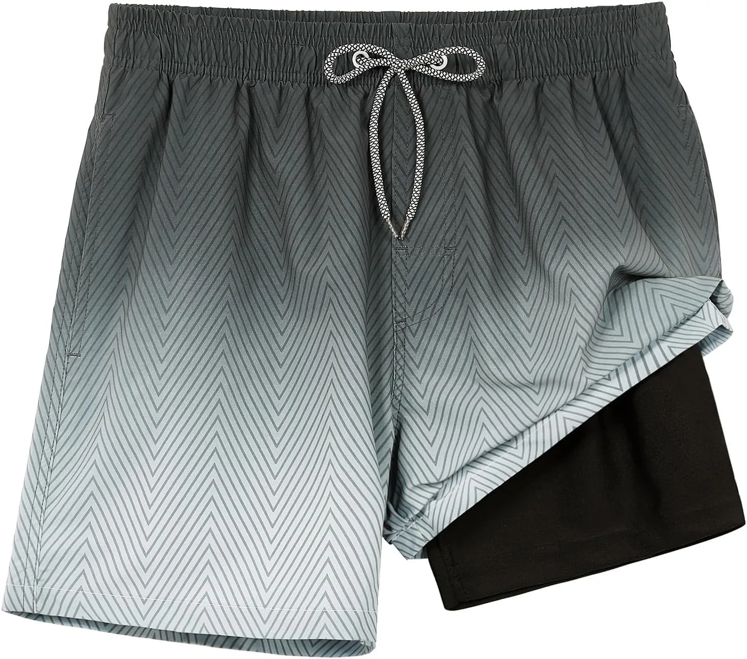 zeetoo Mens Swim Trunks with Compression Liner 5.5" Inseam Shorts Bathing Suit Quick Dry Swimsuit