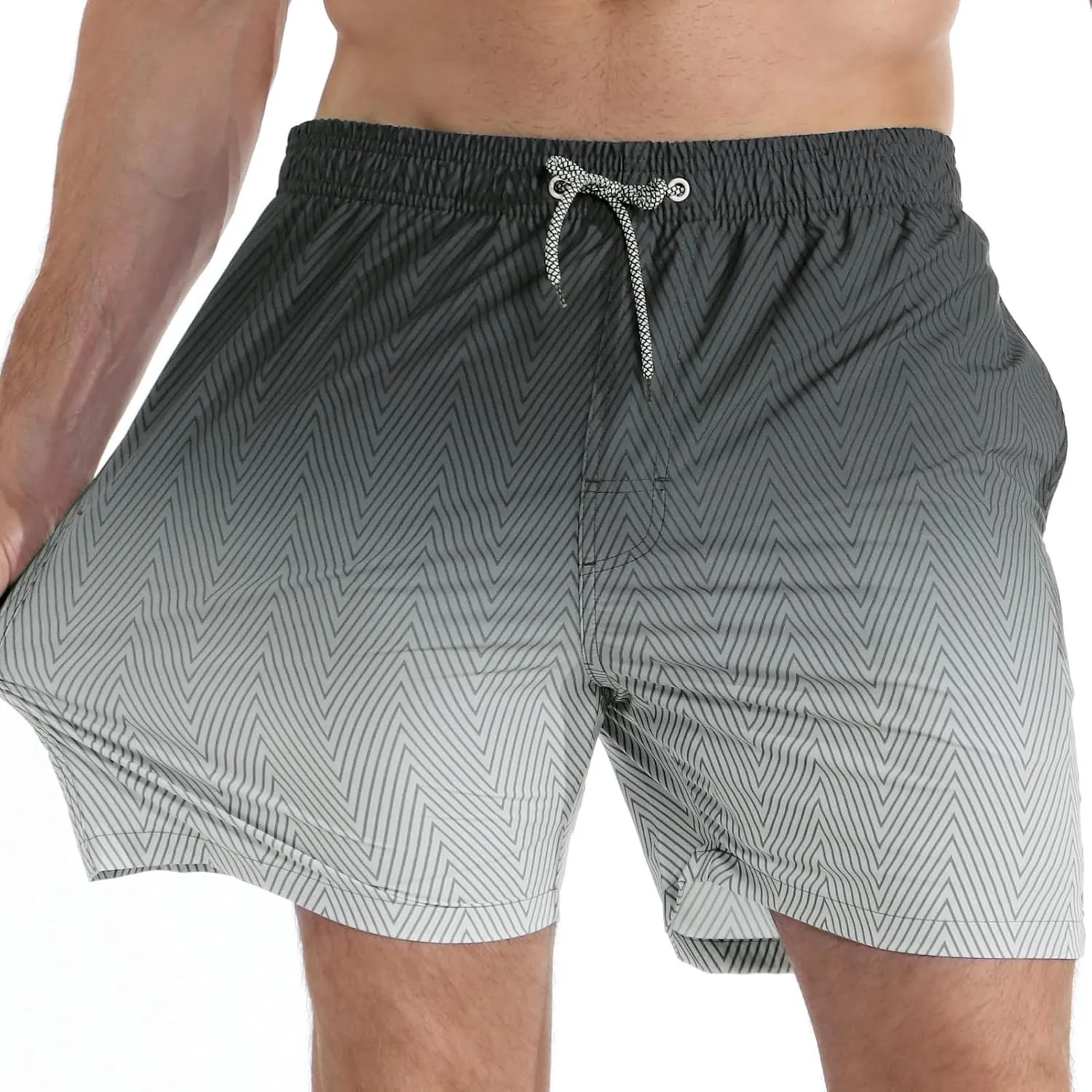 zeetoo Mens Swim Trunks with Compression Liner 5.5" Inseam Shorts Bathing Suit Quick Dry Swimsuit